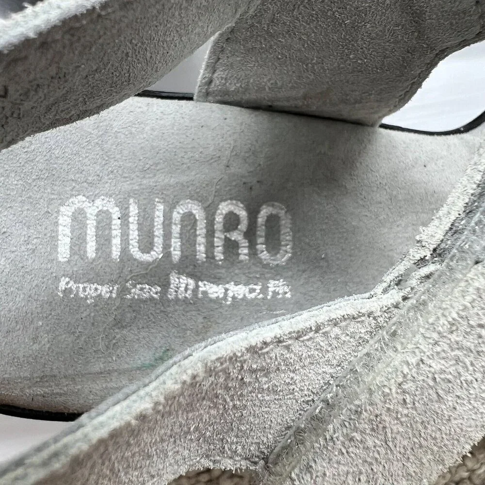 Munro Women's Willa Gray Silver Suede Block Heel Strappy Sandals Size 9N